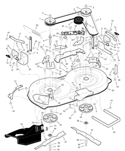 Mower Housing Diagram and Parts List for 40503X88B-(VRO40-12GXT)  Briggs and Stratton Lawn Tractor